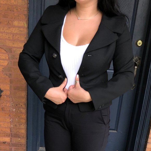 NWT Ann Taylor Black Blazer & Embellished Buttons - Picture 3 of 7